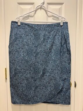 Ripskirt Hawaii Navy & Light Blue Patterned Pencil Skirt